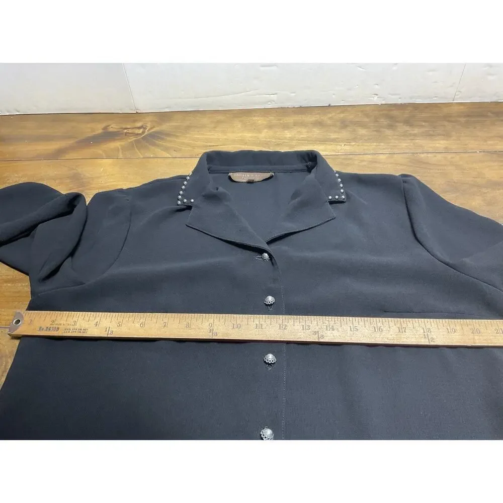 Double D Ranch Western Studded Button Up Black Size large - Picture 9 of 11